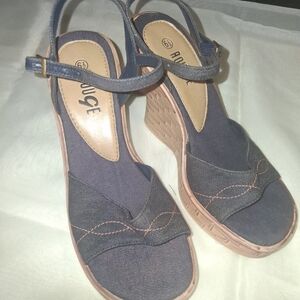 Rouge Helium Denim Blue Wedge Sandals